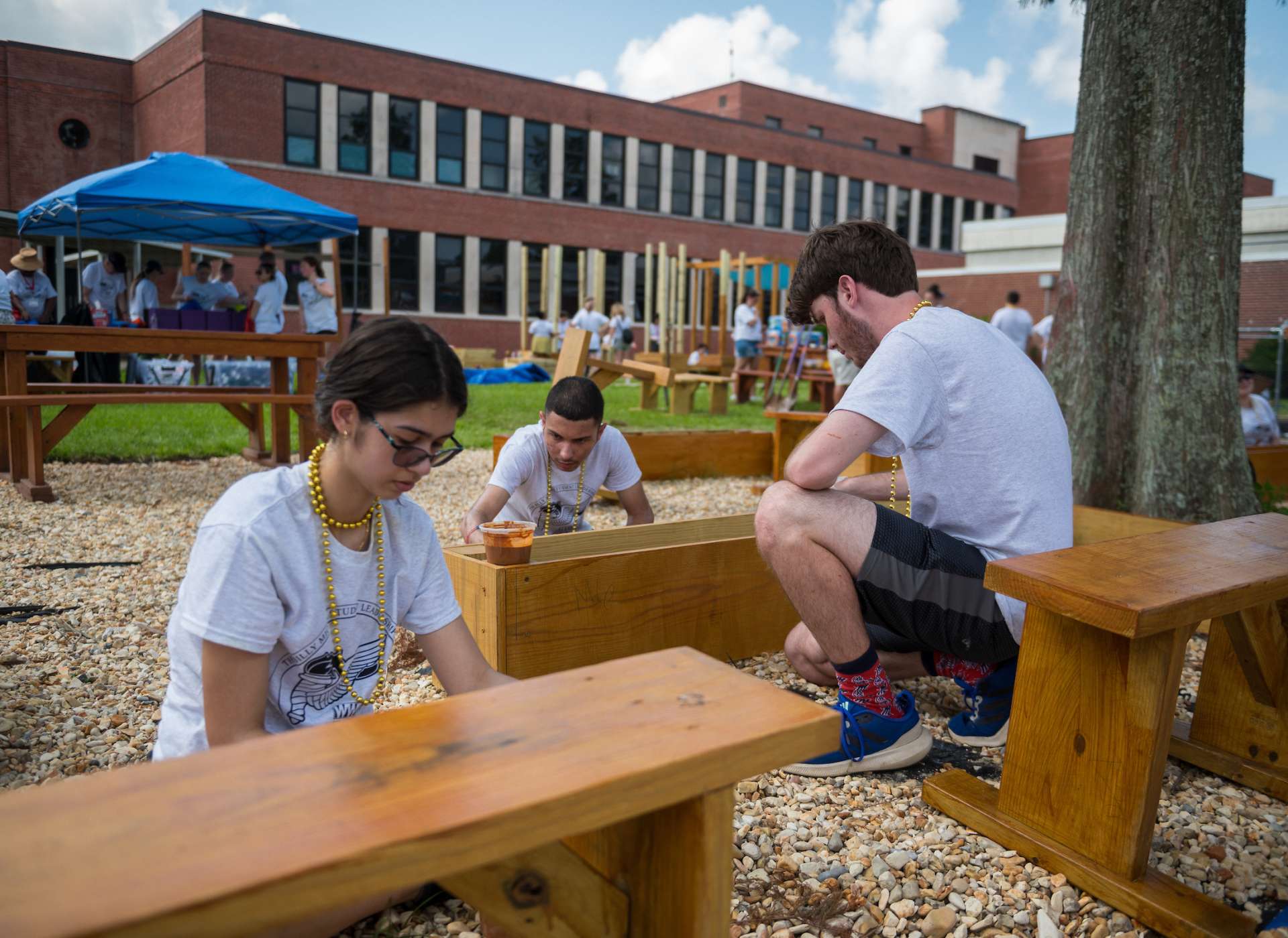 Billy Michal student honorees volunteer at L.H. Marrero Middle School.