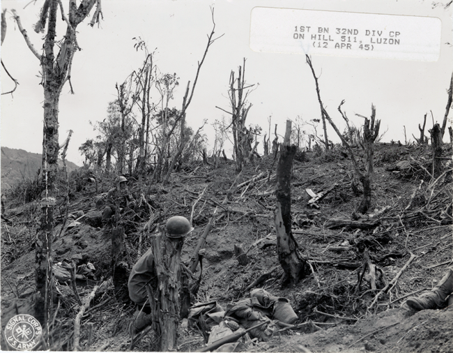 Troops are shown on the alert for enemy action on hill 511